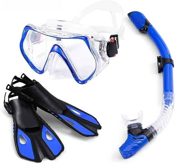 Techtic Paletli Şnorkel Seti Tüplü Dalış Ekipmanları Yüzgeç Dalış Gözlüğü Seti 37-41(S-M)42-47(L-XL) - 5
