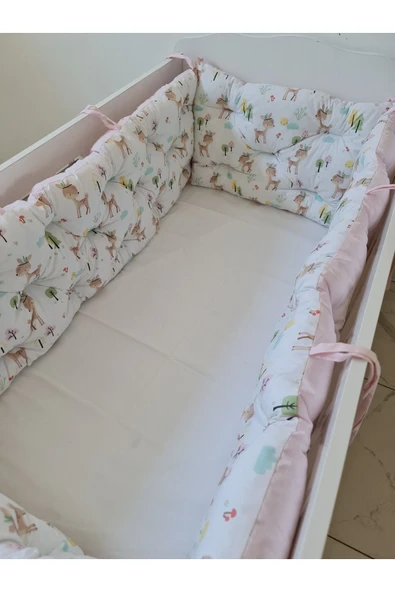 60x100 Beşik Kenar Koruma - 40cm Yükseklik - %100 Pamuk Kumaş - Antialerjik - Yıkanabilir - 1