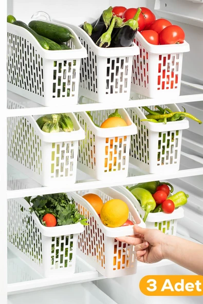 Porsima Org-22 Çok Amaçlı Buzdolabı İçi Düzenleyici Sebze Meyve Organizer Sepet (3 adet) - Resim 4