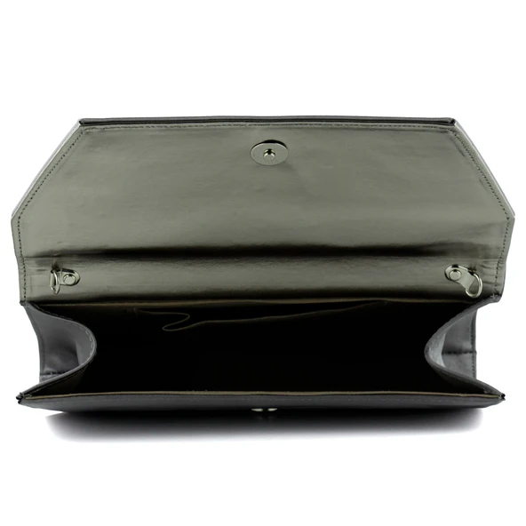 Erkan Saçmacı Antrasit Saten Zincir Askılı Manyetik Kapaklı İç Cepli Zarif Abiye El Çantası - 3