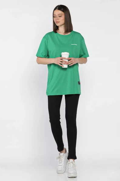 Yeşil Kadın Bisiklet Yaka Tişört Tayt İkili Takım (m-l-xl Uyumludur) - 2