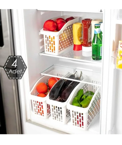 Porsima Org-22 Çok Amaçlı Buzdolabı İçi Düzenleyici Sebze Meyve Organizer Sepet (4 adet) ürün görseli 1