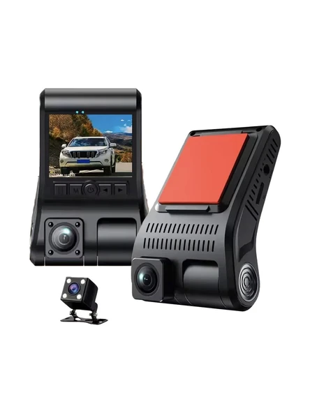 1080P Full Hd 3 Kameralı Hafıza Kartına Kayıtlı Hareket Algılamalı Araç Kamerası ürün görseli