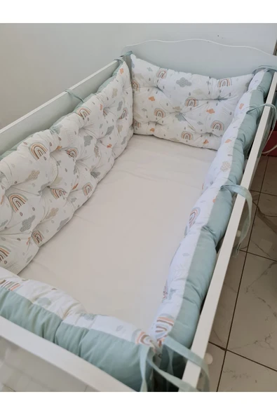 60 x 120 - Bebek Beşik Kenar Koruma Takımı - 40 cm Yükseklik, Yıkanabilir - 3