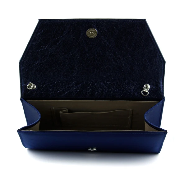 Erkan Saçmacı Lacivert Saten Zincir Askılı Manyetik Kapaklı İç Cepli Zarif Abiye El Çantası - 3