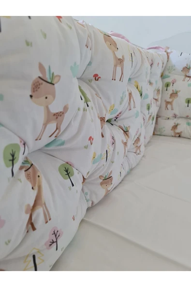 60x100 Beşik Kenar Koruma - 40cm Yükseklik - %100 Pamuk Kumaş - Antialerjik - Yıkanabilir - 2