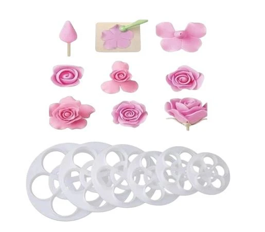 Şeker Hamuru Kalıbı Gül Çiçek Plastik Kesici 6 Lı - 2