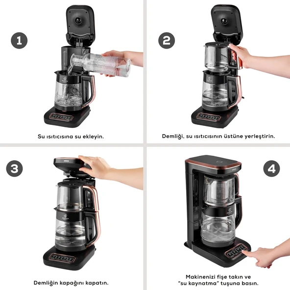 Karaca Robotea Pro 4 in 1 Konuşan Cam Çay Makinesi Black Chrome - 9