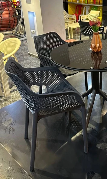Siyah Royal 4 Adet Sandalye Koltuk Rahatlığı A Plus Yeni Sezon Rattan Bahçe Teras Balkon sandalyesi