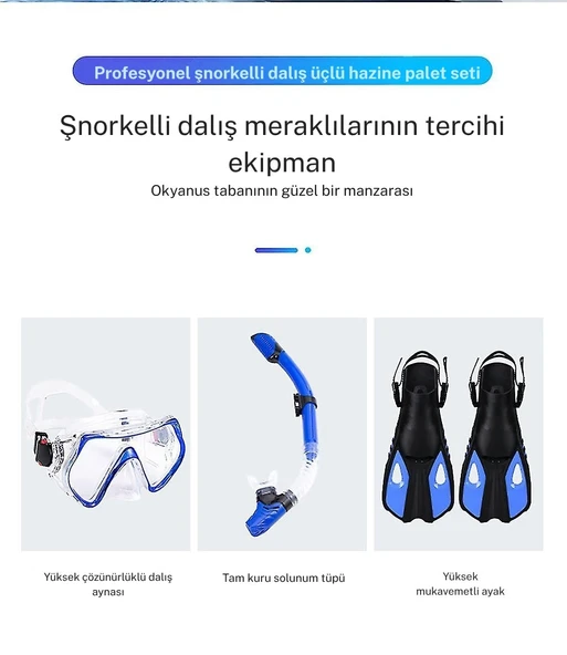 Techtic Paletli Şnorkel Seti Tüplü Dalış Ekipmanları Yüzgeç Dalış Gözlüğü Seti 37-41(S-M)42-47(L-XL) - 10