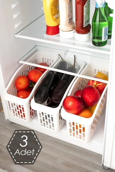 Porsima Org-22 Çok Amaçlı Buzdolabı İçi Düzenleyici Sebze Meyve Organizer Sepet (3 adet) ürün görseli 1