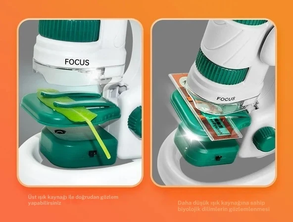 TechTic Dijital Mikroskop Seti 60-180x Büyütme El Mini Eğitici Çocuk Mikroskobu 21 Parça Eğitici Set - 10