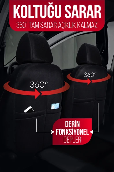 Era Serisi Univeral Oto Koltuk Kılıfı Siyah-Mavi - Resim 3