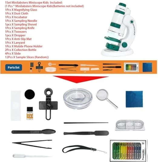 TechTic Dijital Mikroskop Seti 60-180x Büyütme El Mini Eğitici Çocuk Mikroskobu 21 Parça Eğitici Set - 3