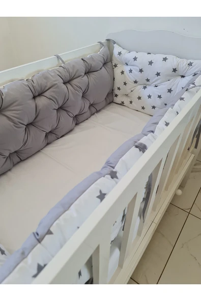 60x100 Beşik Kenar Koruma - 40cm Yükseklik - %100 Pamuk Kumaş - Antialerjik - Yıkanabilir - 5