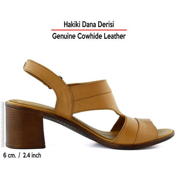 Erkan Saçmacı Kanne Taba Hakiki Dana Derisi Cırt Bantlı Kalın Topuklu Rahat Günlük Sandalet - 2