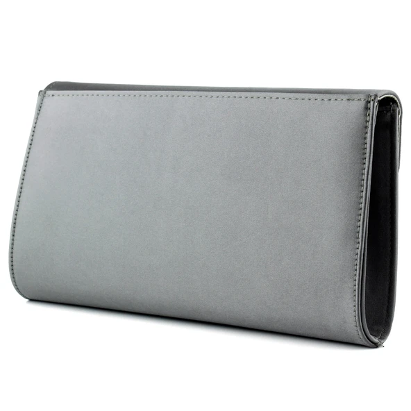 Erkan Saçmacı Antrasit Saten Zincir Askılı Manyetik Kapaklı İç Cepli Zarif Abiye El Çantası - 2