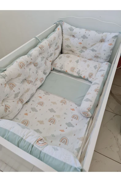 60 x 120 - Bebek Beşik Kenar Koruma Takımı - 40 cm Yükseklik, Yıkanabilir - Resim 2