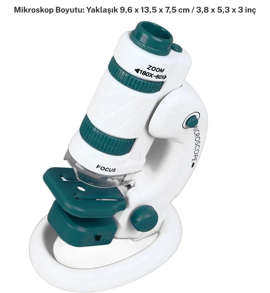 TechTic Dijital Mikroskop Seti 60-180x Büyütme El Mini Eğitici Çocuk Mikroskobu 21 Parça Eğitici Set - 9