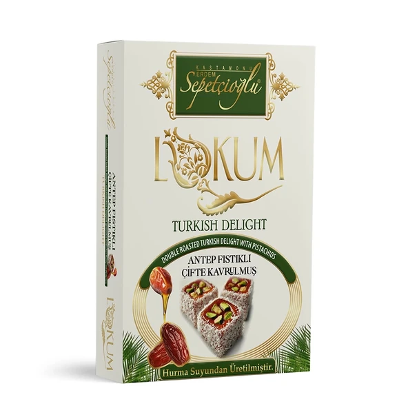 Antep Fıstıklı Çifte Kavrulmuş Lokum (Hurma Sulu) 240G