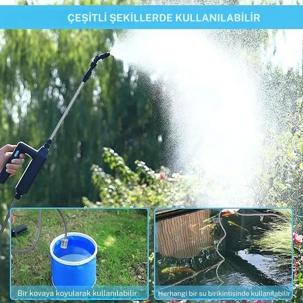 TechTic Elektrikli Yüksek Basınçlı Su Tabancası Bahçe Püskürtücü 5M Hortum 3 Nozul Araç Yıkama 7.4v - Resim 12