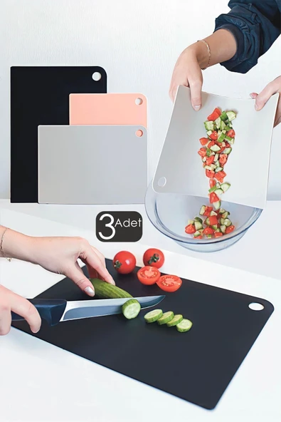 Te-138 Kesme Tahtası Seti Plastik Kesme Tahtası Esnek Kesme Tahtası Seti Doğrama Tahtası Seti - Resim 2