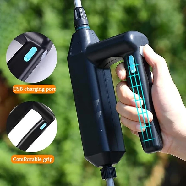 TechTic Elektrikli Yüksek Basınçlı Su Tabancası Bahçe Püskürtücü 5M Hortum 3 Nozul Araç Yıkama 7.4v - Resim 4