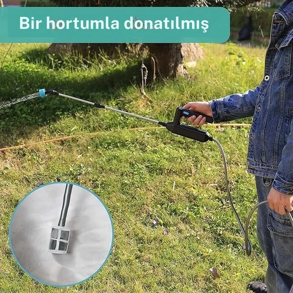 TechTic Elektrikli Yüksek Basınçlı Su Tabancası Bahçe Püskürtücü 5M Hortum 3 Nozul Araç Yıkama 7.4v - Resim 2