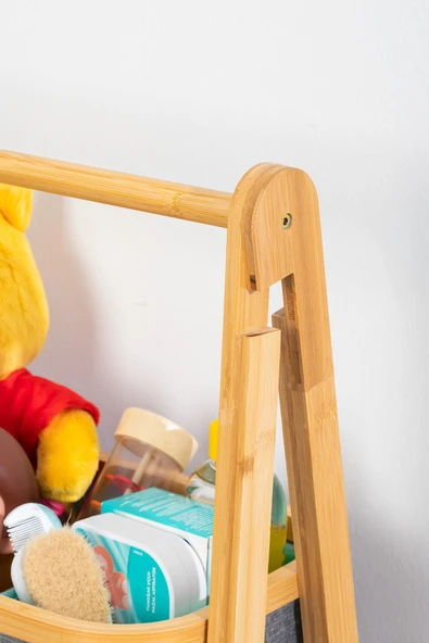 Porsima 3 Katlı Çekmeceli Dolap Ahşap Bambu Ayaklı Org. Oyuncak Sepeti Banyo Mutfak Düzenleyicisi - 4