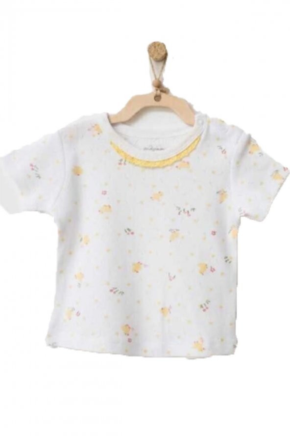 Andywawa Kız Bebek Civciv Desenli Beyaz Tshirt  AC21577 - 3