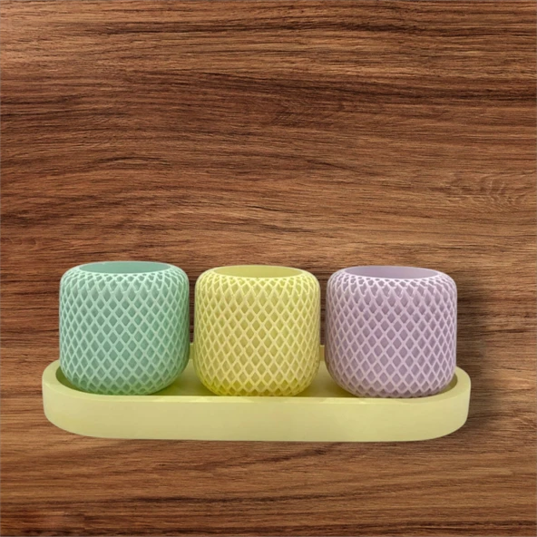 3 Renkli Baklava Desenli Set