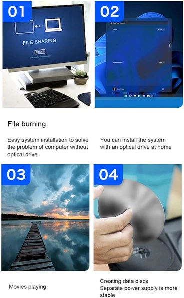 TechTic Harici DVD Sürücüsü USB 3.0 Type-C Sessiz CD Dvd Okuma Çok Fonksiyonlu MikroSD Kart SD Kart - Resim 5