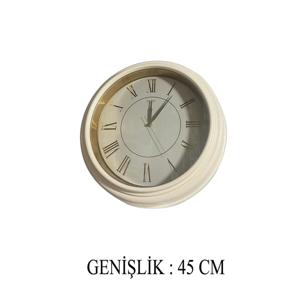 Dekoratif Duvar Saati Krem Renk 45 CM - Resim 2