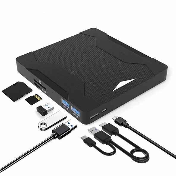 TechTic Harici DVD Sürücüsü USB 3.0 Type-C Sessiz CD Dvd Okuma Çok Fonksiyonlu MikroSD Kart SD Kart ürün görseli 1