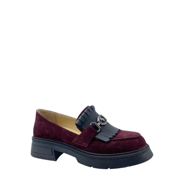 Disparita 257003 Hakiki Deri Loafer Kadın Ayakkabı Tokalı Fırfırlı - 6