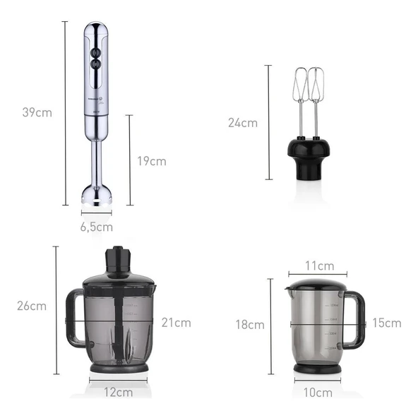 KORKMAZ A447-16 MİA MEGA BLENDER SET INOX KROM - 3