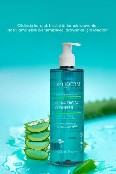 Optiderm Yüz ve Cilt Temizleme Jeli Kuru ve Normal Ciltler 400ml - 2