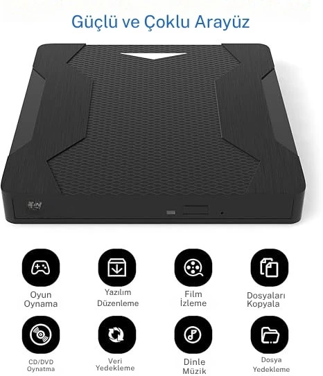 TechTic Harici DVD Sürücüsü USB 3.0 Type-C Sessiz CD Dvd Okuma Çok Fonksiyonlu MikroSD Kart SD Kart - Resim 6