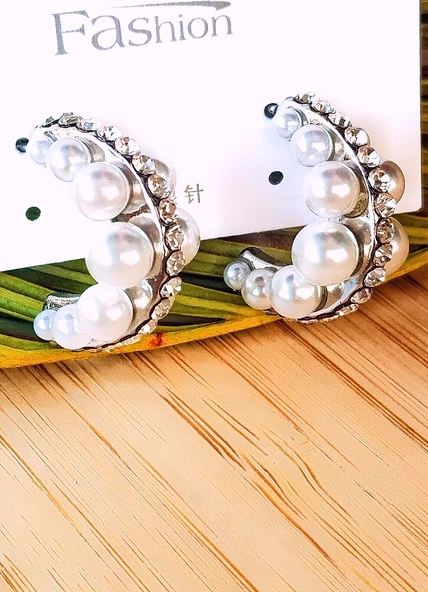 Monalisa Home Gold İncili Lüks Figürlü Gösterişli Küpe