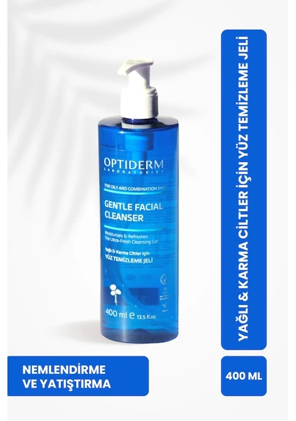 Optiderm Yüz ve Cilt Temizleme Jeli Yağlı ve Karma Ciltler 400ml