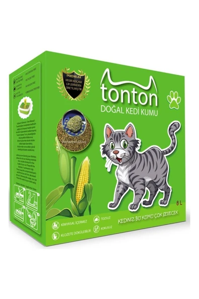 Tonton Mısır Koçanı Granülü Topaklaşan Doğal Kedi Kumu 8 Lt - 2