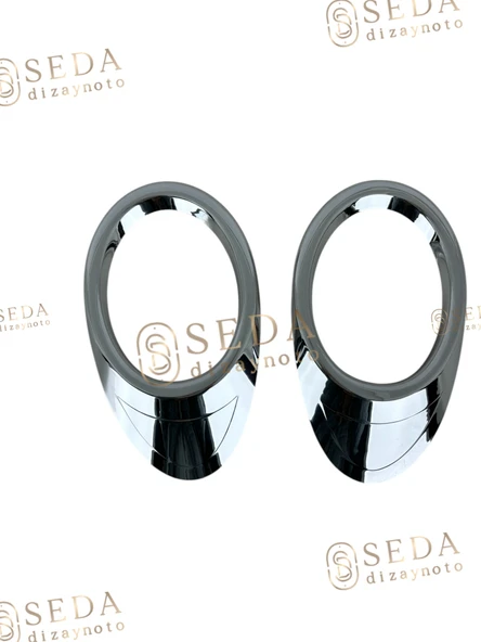 Citroen Berlingo 2 Mini Van 2008 > 2012 Sis Farı Çerçevesi 2 Prç. ABS Krom - Resim 2