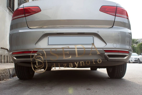 VW Passat B8 SD 2015 > 2019 Egzoz Çıkış Kromu 2 Prç. P. Çelik - Resim 3