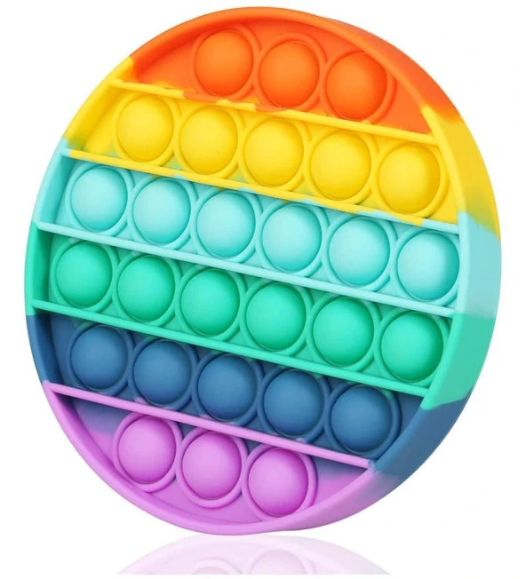 Pop It Duyusal Zihinsel Oyuncak  ( Rainbow Renk, Yuvarlak )