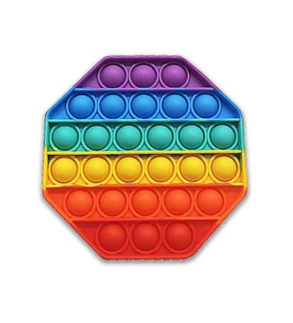 Pop It Duyusal Zihinsel Oyuncak  ( Rainbow Renk, Sekizgen )