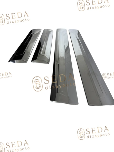 Fiat Doblo 1 Facelift Panel Van/Lav 2006 > 2010 Yan Kapı Çıtası 4 Prç. P. Çelik (Geniş) - Resim 3