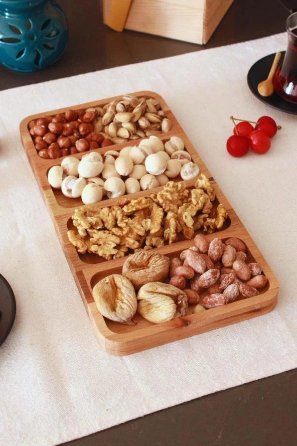 Raven Home Studio Masif Ahşap Çerezlik - Kahvaltı - Kahve - Meyve Sunum Tabağı Tabak Naturel