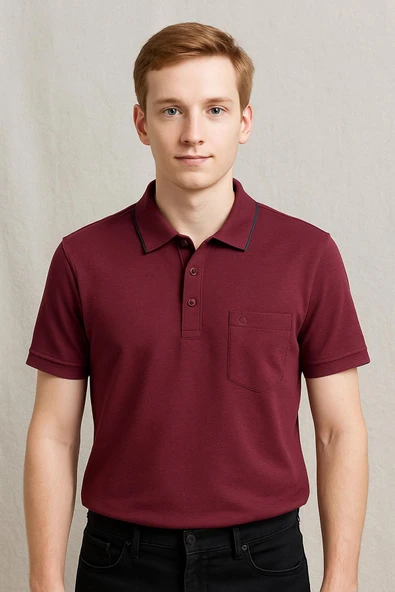 Simenti Büyük Beden Yakalı Klasik Kısa Kol Cepli Erkek Tişört 7348