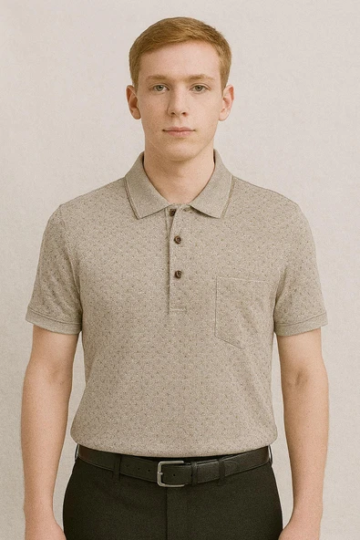 Ercan Büyük Beden Yakalı Klasik Kısa Kol Cepli Erkek Tişört 7347 - 2