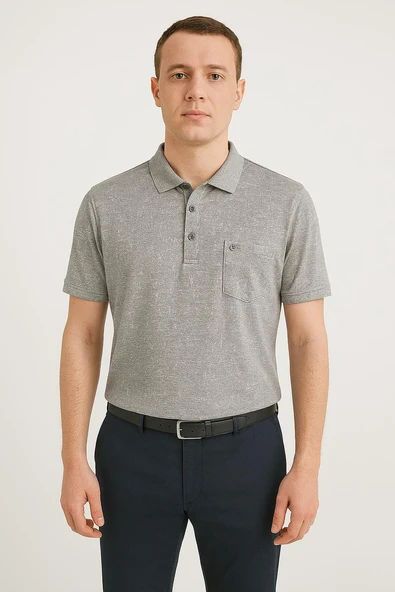 Ercan Büyük Beden Yakalı Klasik Kısa Kol Cepli Erkek Tişört 7345 - 2